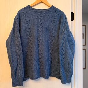 vintage blue cable knit wool sweater